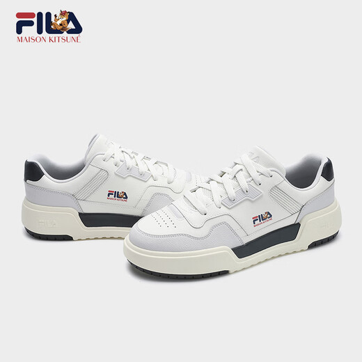 斐乐（FILA）【黄景瑜同款】男鞋小狐狸板鞋2025夏季新款方块鞋休闲鞋 雪白/雨雾灰-WN 42