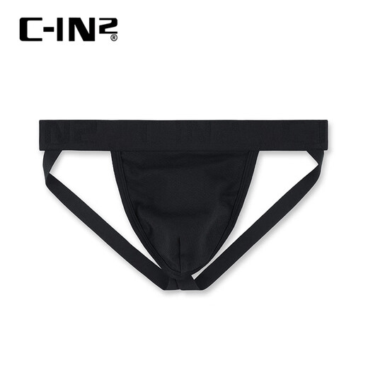 C-IN2C-IN2 Summer new men's thongs Modal fabric, light and comfortable, U-convex sexy double thongs 9025B 001 black 1 pair S suitable for 2 feet 1-2 feet 3 waist (28-30 size)