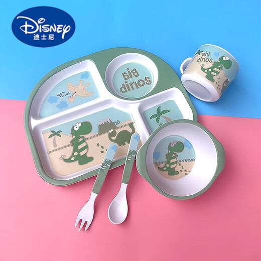 Disney (Disney) Carton Cartoon Ensemble de vaisselle pour enfants en bambou Fibre bébé plaque à manger à plaid