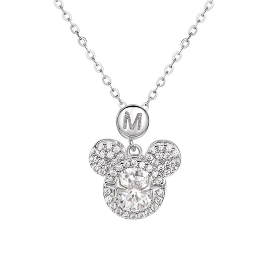 
DRJEFUNs925 Sterling Silver Necklace for Women's Versatile Mickey Mosanite Necklace Fashion Cartoon Necklace Exquisite Collarbone Chain Pendant MS-1591B-Sterling Silver 925 Silver