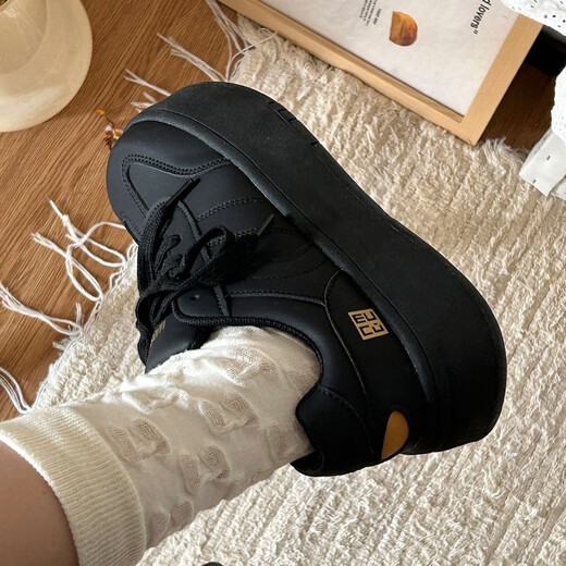 Bangboshi Brotschuhe für Frauen 2025 Herbst Neue schwarze schwarze dicke lockige board schuh schuhe sportschuhe vielseitige arbeitsschuhe trainieren schuhe schwarze dick löste schuhschuhe [4,5 cm] 36