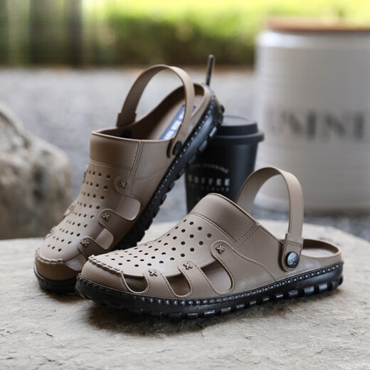 Changxiang Huili Sandals Men 2025 Été Summer Daily Casual Hollow Anti-Slip Soft Sole Sac Breathable Head Grand Taille Chaussures Brown Dark Brown 3524 45 (Convient pour les chaussures de sport 45)