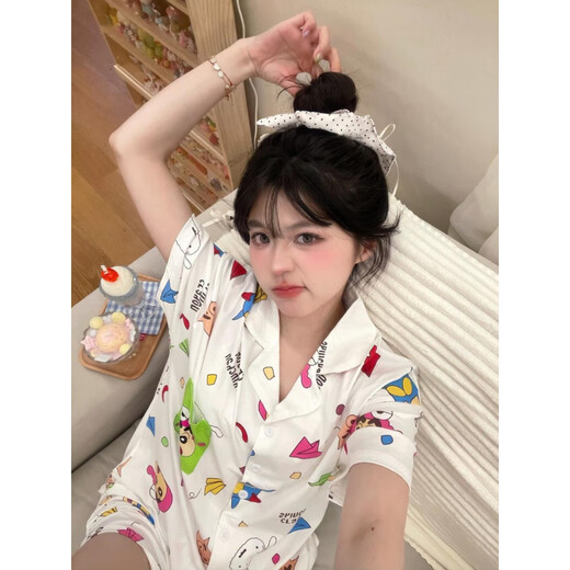 
Fan Miaoli Japanese three-piece set crayon Shin-shiba pajamas for women in summer day thin short-sleeved trousers cute cartoon student home clothes KK-14123 [Short-sleeved] three-piece set M [Suggested 80-100Jin [Jin equals 0.5 kg]]