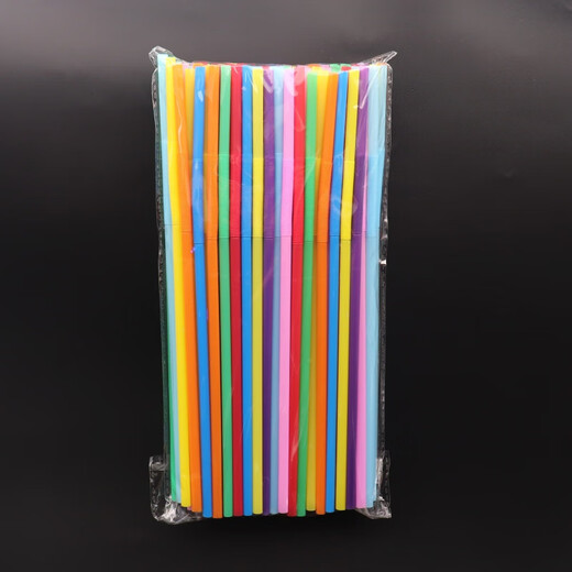 Baichao colorful creative handmade flower production diy straws children's kindergarten disposable juice drink plastic straight tube color 0.6*26cm straight tube 100 pieces