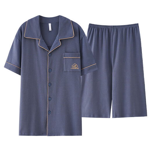 Modal 2025 mittleren und älteren Herren-Pyjamas im Sommer-Kurzärmel-Shorts-Kleidungsanzug von Dünnvaters Anzug des alten Mannes LMSJ9207 L (100-120jin [Jin ist gleich 0,5 kg])