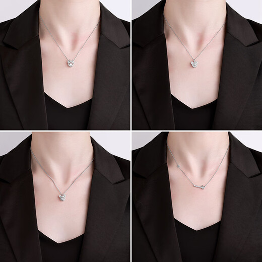 
DRJEFUNs925 Sterling Silver Necklace for Women's Versatile Mickey Mosanite Necklace Fashion Cartoon Necklace Exquisite Collarbone Chain Pendant MS-1591B-Sterling Silver 925 Silver
