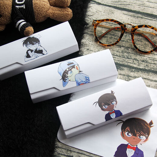 眼镜盒二次元 眼镜盒男抗压便携动漫可爱简约柯南少女学生创 黑白柯南 送眼款布
