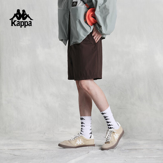 Kappa Kappa back-to-back 2025 new running sports water-repellent shorts American casual five-point pants men chocolate dark brown-6536 S