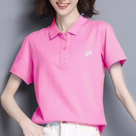 耐克（NIKE）粉色衫女2025年春季新款透气运动上衣休闲翻领短袖T恤男FN3895 FN3895-100/男码女穿/纯棉透气 S