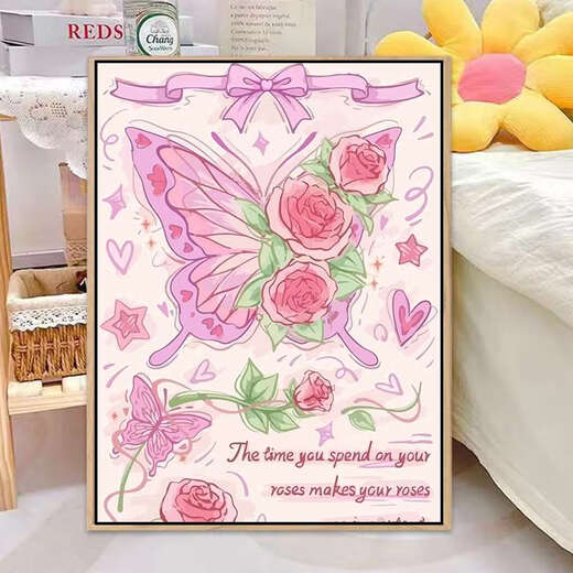 蝴蝶数字油画2024画画diy填色手绘感油彩唯美装饰画 gx3895 30*40cm加厚内框