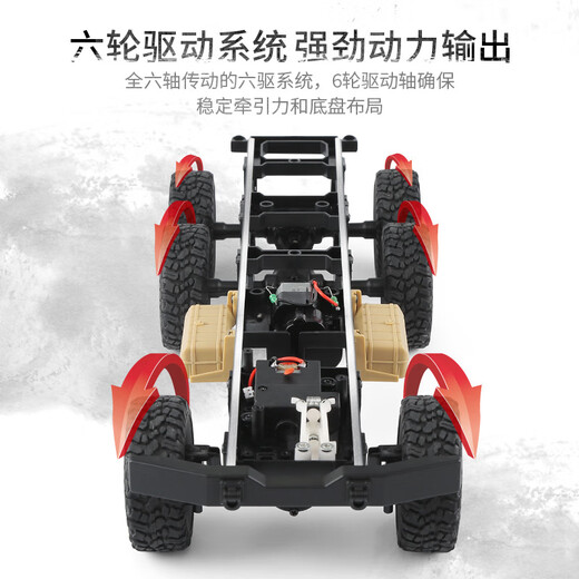 Zhouge Fernbedienungsauto, hohe Leistung mit hohem PS-Sechsradantrieb schwerer Offroad-Elektro-Lkw-Klettern RC Model Kinder-Elektrofahrzeug Dongfeng Nr. 9 Green 47 cm High-End-Drei-Elektro-Strom für etwa 90 Minuten