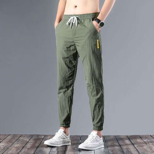 JOEONE men's pants worn by men for work, young men loose wear-resistant dirty construction site uniforms, breathable ice silk pants, 838 black + 838 gray [two-piece] 5XL [180-200Jin [Jin equals 0.5 kg]]