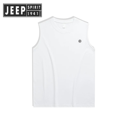 Jeep Spirit Jeep Sans manche Viette Men Summer Tendance Marque Pure Coton Fitness Sports Vêtements Couple Couple à manches courtes T-shirt Men White Pure Coton Vest-1365 L [suggéré 125-145jin [Jin est égal à 0,5 kg]]]