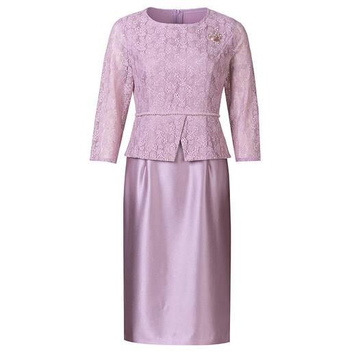 Luo Meng brand noble temperament happy mother-in-law wedding banquet dress for women 2026 new style petite young mother dress purple pink three-quarter sleeves M