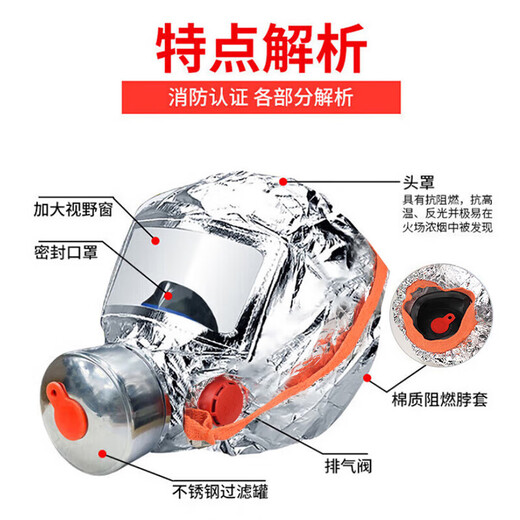 Zheye Fire Gas Mask Fire Escape Mask Anti-Smoke Fire Mask Hotel Special Fire Mask 3C Certified Filtering Fire Emergency Escape Self-Rescue Respirator Escape Mask TZL30 High Quality 200 Boxes