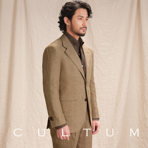 CULTUM French long linen prince check CULTUM Italian Naples suit old money style linen suit suit for men Mika prince check single suit 195B /58B