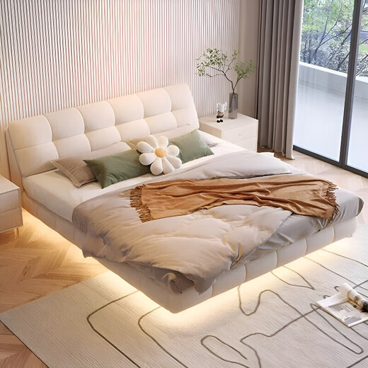 Disney Suspended Bed Cream Cat Fleece Tissu 1,8m 2m lit double yunduo Puff Simple Master lit 671 # lit + matelas brun de montagne respectueux de l'environnement 1,8 * 2,0 m [10 cm de lit silencieux]