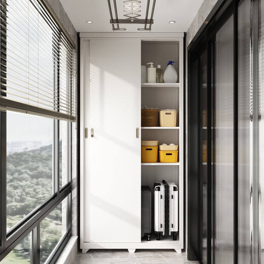 Kashiman sunproof and waterproof balcony cabinet storage cabinet steel outdoor sundries large capacity integrated wall storage locker free installation service - white height 2300* width 1500* depth 600mm