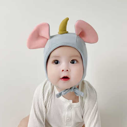 Yupinjia Infant and Toddler Chapeau de protection folkloge nouveau-né chapeau printemps et d'été Baotou Baotou Baby Protection d'oreille Hoop Rider Baby Baby Hat Protection Folk Folk Bleu clair / éléphant 36-46 cm (2 mois à 16 mois recommandés)
