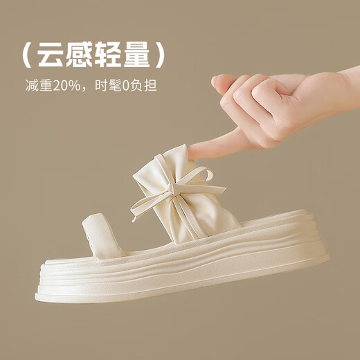 ZHR凉拖鞋女舒适百搭软厚底一字拖鞋女休闲外穿夏季女鞋 CE19 米色38