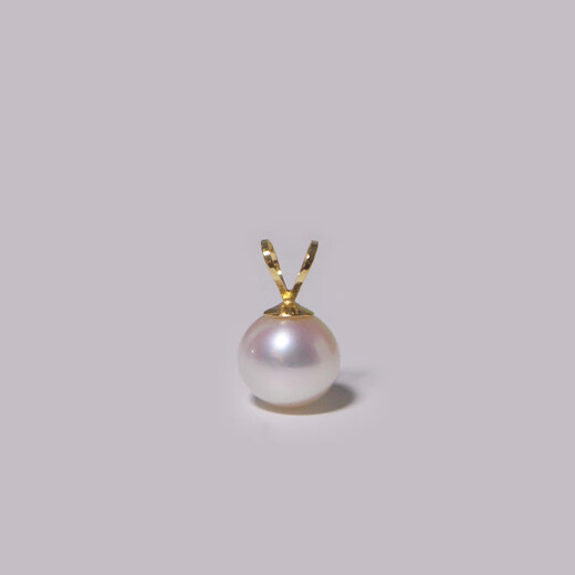 Fat Donglai same style pearl pendant single natural fresh water 6-7mm perfect round 18K gold rabbit ear single pendant 6.5-7mm