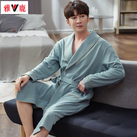 Yalu Hotel Sleeping Robe Cotton Herren vier Jahreszeiten Universal Home Anzug Spring- und Herbststil 2025 Neue Bademantel mittelgroß