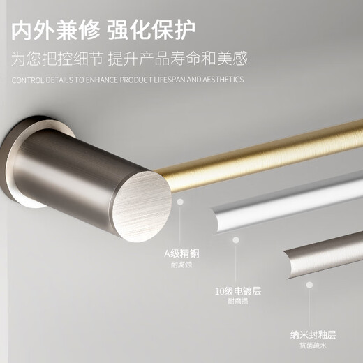 KG暗装电热毛巾架精铜暗藏毛巾杆数显隐藏入墙预埋高端定制别墅 2杆【枪灰色】全铜防水G688暗线
