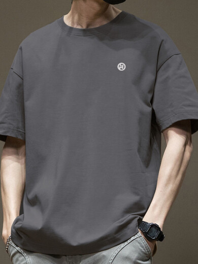 T-shirt à manches courtes américain à manches courtes américain de Bilebeifen pour le cou pur rond pour hommes Versatile Casual 2025 Nouvelle marque de mode White-1365 à manches courtes-100% Coton pur [suggéré 80-110jin [Jin est égal à 0,5 kg]] toute taille