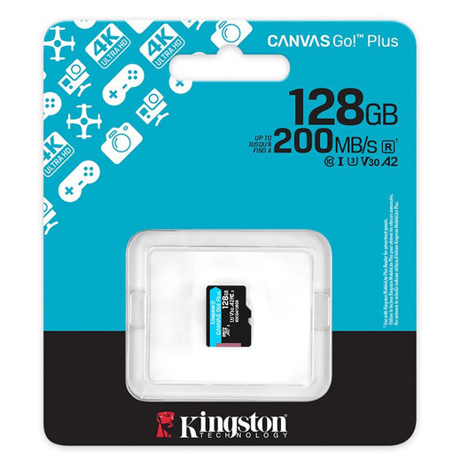 Kingston TF card DJI pocket3 drone Action4 5pro action camera memory card high speed supports 4K HD U3 A2 driving recorder storage sd card 128G reading speed 200MB/S ultra-clear 4K SDCG4