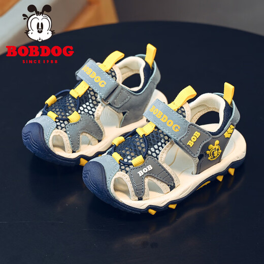 BOBDOG children's shoes baby functional sandals 2025 new summer children's non-slip soft sole toe toddler shoes summer boys' shoes Azure/Navy Blue 1102123045 24 Shoe inner length 150mm