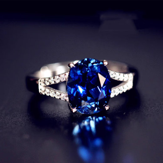 Hunter 925 sterling silver herringbone natural tanzanite sapphire ring women's sterling silver ring hand-set ring for women main stone 8X10mm live ring