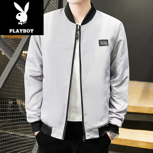 Playboy (PLAYBOY) 2025 Spring and Autumn Jacket Men's Trendy Baseball Collar Thin Casual Short Style Outdoor Wearing Handsome Men's Jacket 686 Jacket [Blank] 5XL [Suggested 175-190Jin [Jin equals about 0.5 kg]]