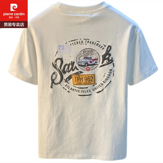 
Pierre cardin white T-shirt men's summer new high-end trend printed T-shirt American light luxury Xinjiang cotton comfortable short-sleeved T-shirt white [JSW9906 white] M suitable for 90-108 Jin [Jin equals 0.5 kg] wear