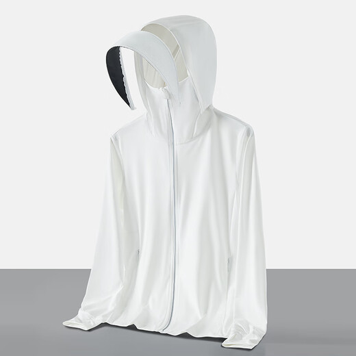 
New summer ultra-thin men and women's sun protection clothes for couples' skin clothes on all sides, outdoor hat brim can be detached sun protection clothes 9926 men's jade white L