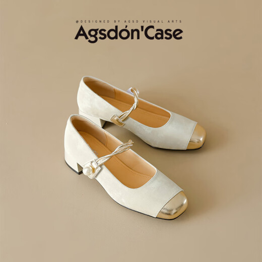 
Agsdon Mary Jane Women's Shoes New Summer New Chinese Pearl Light Mouth Single Shoes with Skirt Single Shoes P551275 m 38
