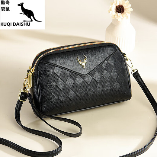KUQIDAISHU bolso para mujer 2025 nuevo bolso cruzado versátil bolso de concha de cuero suave de moda bolso para teléfono móvil bolso ligero bolso de hombro negro