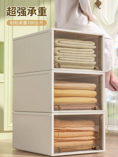 Yonghuan Schublade Aufbewahrungsbox Kunststoff Haushalt transparent Aufbewahrung Tidy Box Kleiderschrank Kleidung Aufbewahrungsartifaktschubladen -Exportmodell 3523 Tiefe 47 Breite 35 Höhe 23 cm vier Elfenbein Weiß