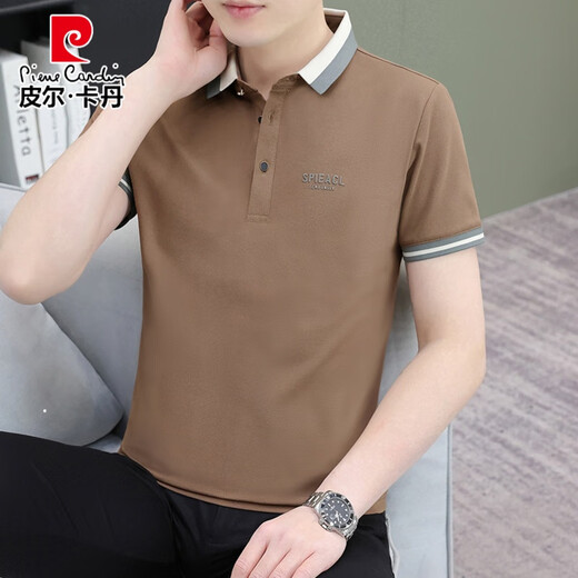 皮尔卡丹夏季短袖t恤男装潮流翻领POLO.衫纯色棉质冰丝有领T恤上衣潮 724#白色 M (建议90-110斤)