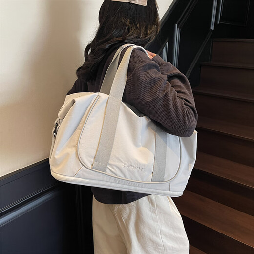 Tuke Expandable Reisetasche für Frauen große Kapazität Kurzstrecken-Reisebag Gepäck Gepäck tragbares Licht Crossbody Sports Sporttasche Beige White
