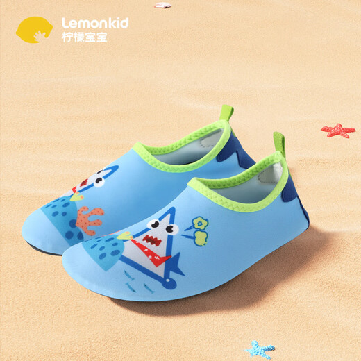 lemonkid儿童沙滩鞋水上乐园潜水游泳鞋男女童软底拖鞋 晴空蓝鲨鱼 24/25