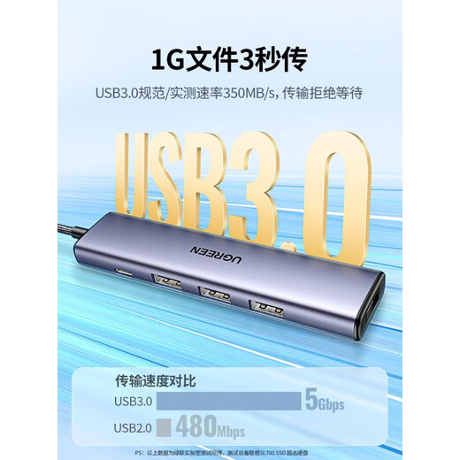 绿联（UGREEN）typec拓展坞扩展usb多口集线器延长hub3.0带供电转接头转换器 15918_USB3.0【喷漆款】USB3.0x4