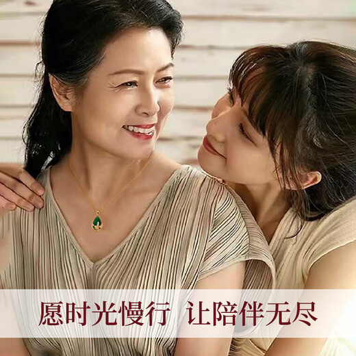 Qike Silver Necklace for Women, Light Luxury, Niche Jade Pendant, Clavicle Chain, Practical Birthday Gift for Girlfriend, Wife, Mom