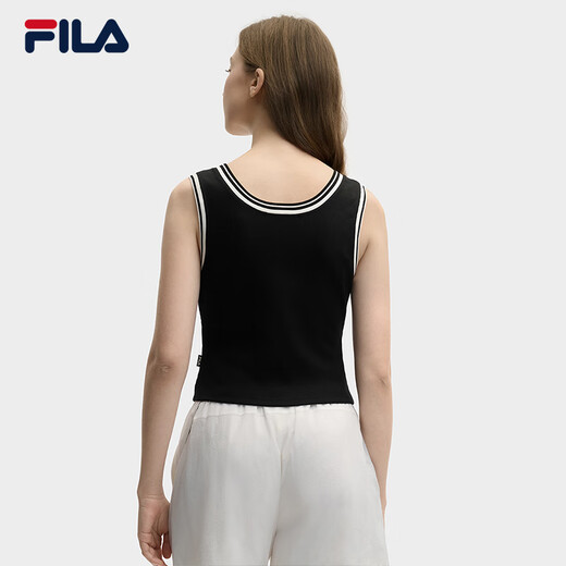FILA 杨幂同款|斐乐官方女装针织背心2025夏新款时尚简约休闲修身内搭 正黑色-BK S 160/80A/S