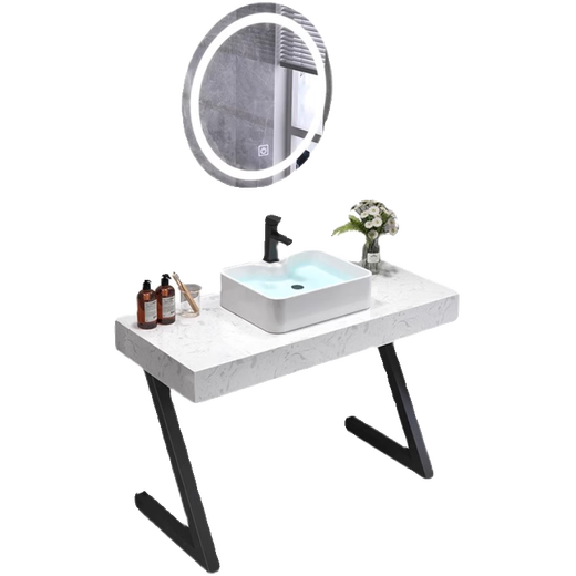 South Sandwich floor-standing wash basin wash basin floor-standing marble wash basin bathroom basin home bathroom hotel B&B 60CM above counter basin ordinary round mirror set