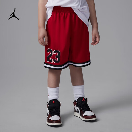 Nike (NIKE) Jordan Offizielles Nike Jordan Jungen- und Kleinkind-Playoff-T-Shirt und Mesh-Shorts-Set Sommer II2533 687 Fitness Rot 120 M