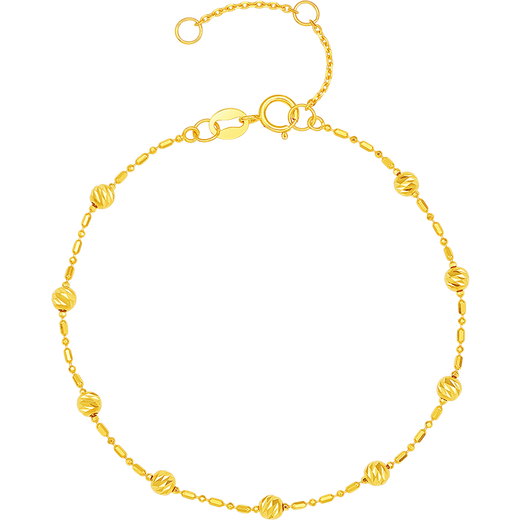 Saturday Fortune Yellow 18K Gold Bracelet Women's Gold Bead Color Gold Bracelet for Girlfriend's Birthday Gift C0715157 16+3cm