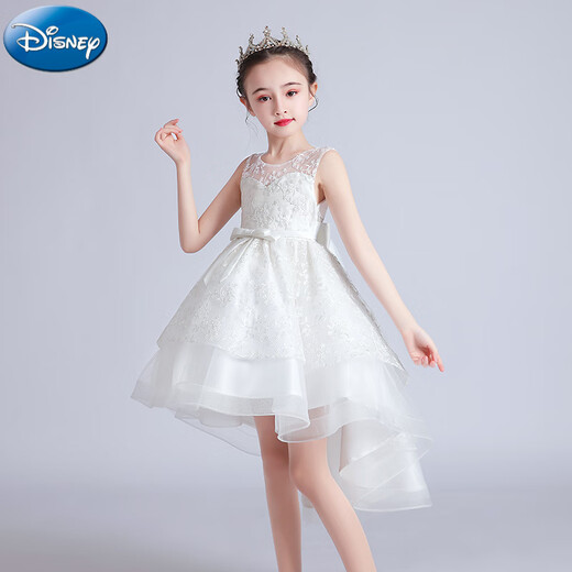 
Disney princess dress girls birthday dress children high-end host flower girl wedding little girl piano playing costume M683 white [Follow the crown] 110 cm