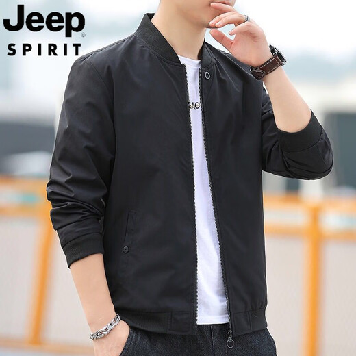 Jeep Spirit Jeep 2025 Spring and Autumn Chaqueta masculina Collar de béisbol Falla de gabardina informal delgada con chaqueta de hombres guapo 686 [verde] L [sugerido 95-105Jin [Jin equivale a aproximadamente 0.5 kg]]]