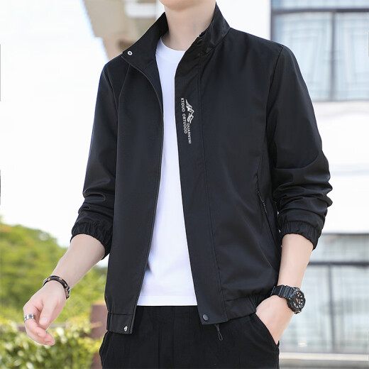 
Vancl [Same Model of Lei Jun] Spring and Autumn Thin Stand Collar Jacket Men's Casual Jacket Korean Style Trendy Short Trench Coat 686 [Black White] 4XL [Suggested 155-170Jin [Jin equals about 0.5 kg]]