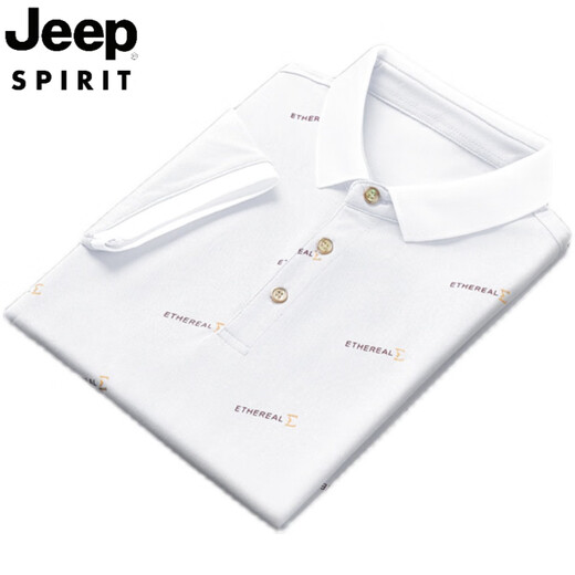 
JEEP SPIRIT Jeep 2025 new summer lapel men's short-sleeved t-shirt casual POLO shirt men's collar half-sleeved ice silk black QY679 XL